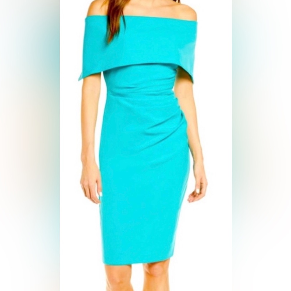 WOMENS NEW SIZE 12 LIGHT TEAL STRETCH SLEEVELESS ZIP BACK SPLIT HEM DRESS